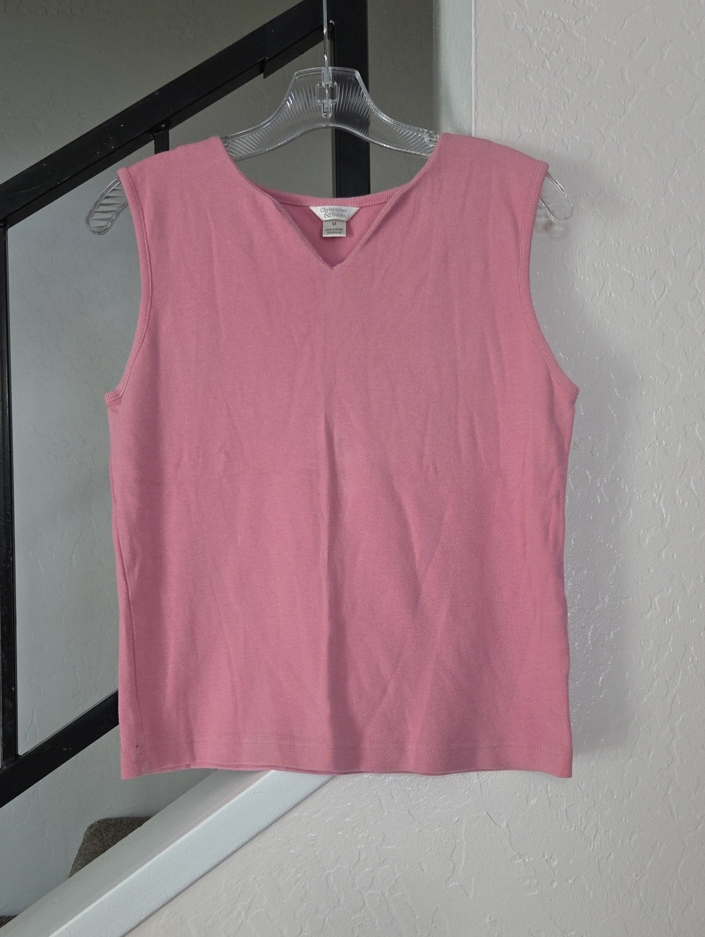 Christopher & Banks Pink Sleeveless V-Notch Knit Tank Size M
